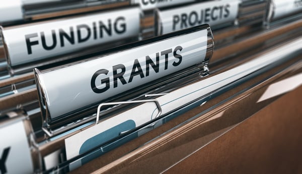 File folders labeled grants, funding, projects 168894985
