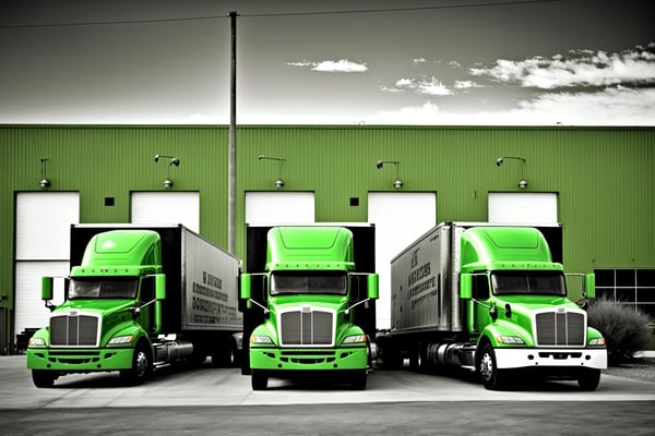 Electric truck fleet at warehouse 568961922