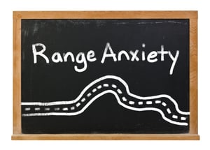 chalkboard with range anxiety written on it 574438555