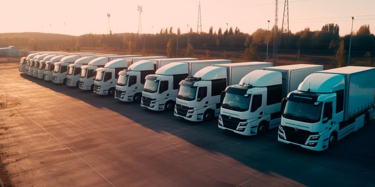 Fleet of white EV trucks