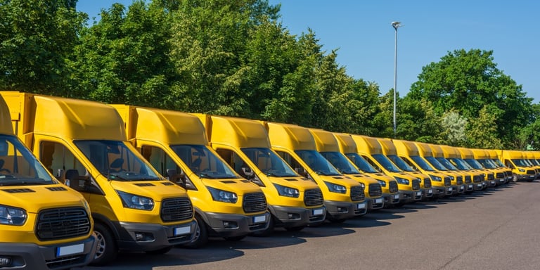 Yellow EV Truck Fleet